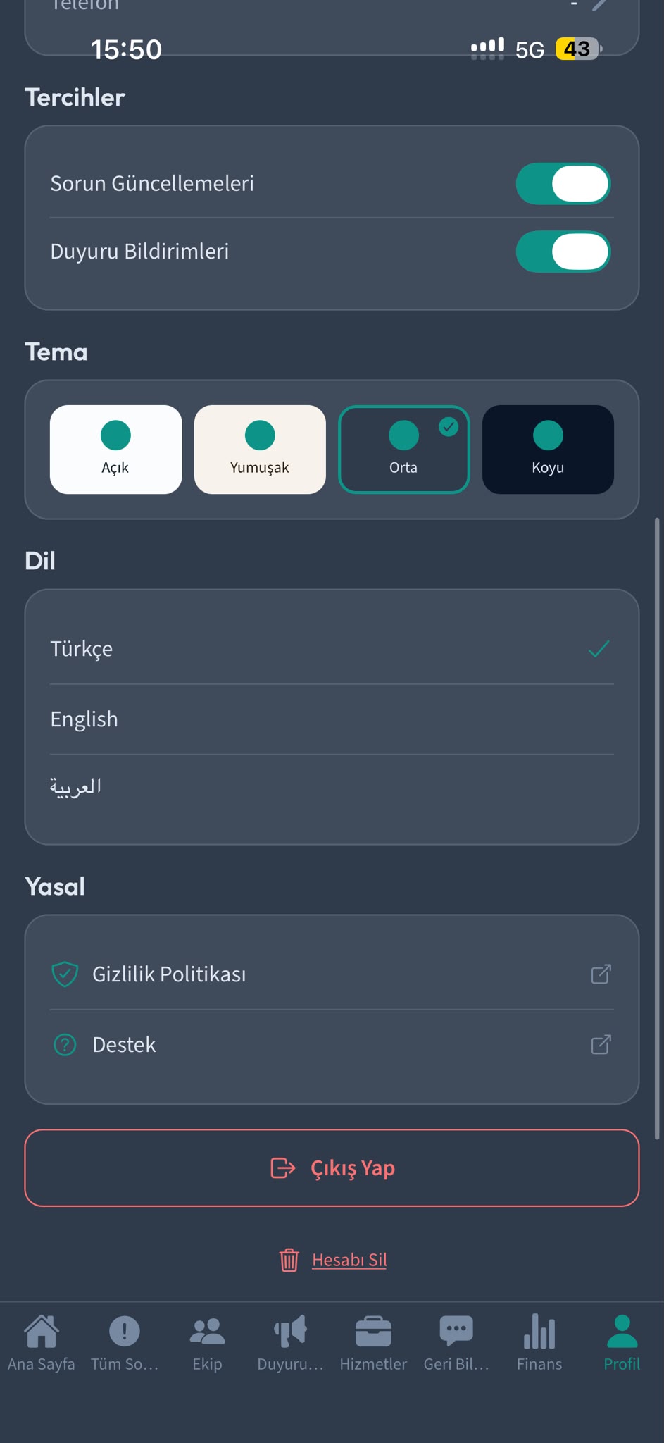 Theme & Language